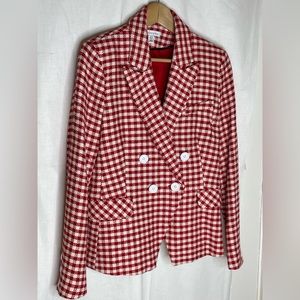TOPSHOP Red and white checked double breasted jacket